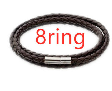 Personalized Mens Braided Genuine Leather Bracelet Stainless Steel Custom Beads Name Charm Bracelet For Men With Family Names - AltUNique Store